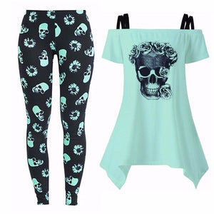 Blue Floral Skull Outfit